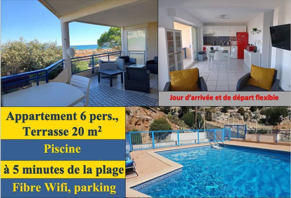 Plain-Pied, Terrasse, Piscine, Pleine Vue Mer, Plage A 6' A Pied, Parking, Wifi Fleury  Kültér fotó
